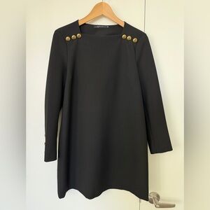 ZARA Woman Black Button‑Detail Dress — Medium